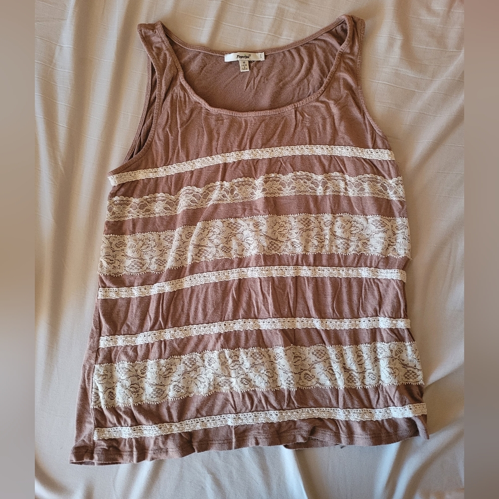 Papaya Lace Striped Tank Top